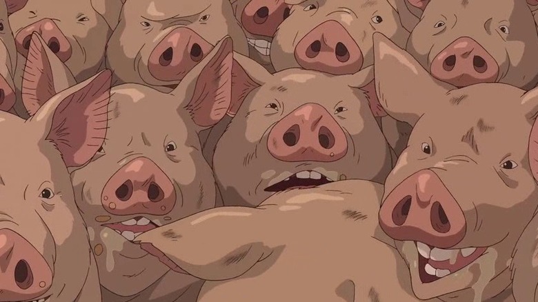 Pigs clamoring to eat in Spirited Away