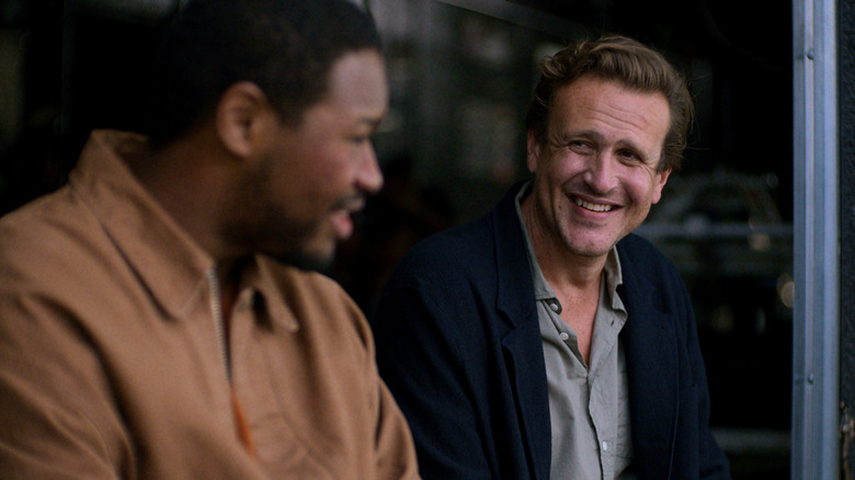 Luke Tennie and Jason Segel in Shrinking