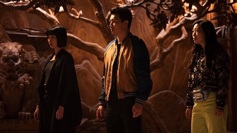 Meng'er Zhang, Simu Liu, and Awkwafina in Shang-Chi and the Legend of the Ten Rings