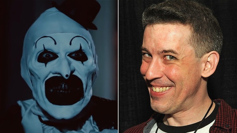split image Art the Clown (Terrifier) and David Howard Thornton
