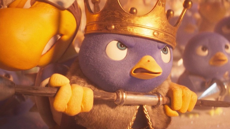 The Penguin King glaring in defiance in The Super Mario Bros. Movie