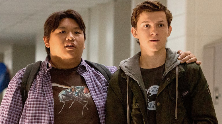 Ned Leeds and Peter Parker in school hallway together