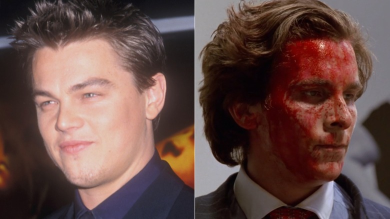 Split image of Leonardo Dicaprio and Christian  Bale as Patrick Bateman