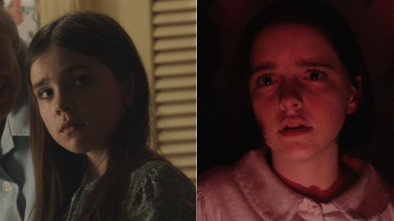 A split image of Sterling Jerins and Mckenna Grace in their Conjuring films