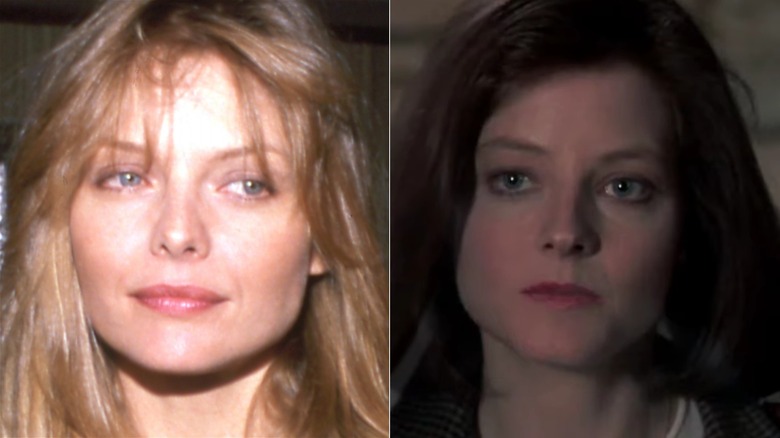 Split image of Michelle Pfeiffer and Jodie Foster as Clarice