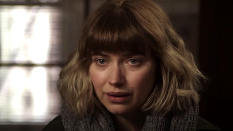 Imogen Poots with concerned expression