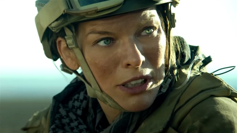 Milla Jovovich in military gear