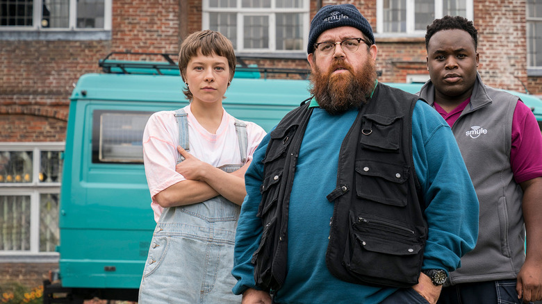 Emma D'Arcy, Nick Frost, and Samson Kayo in Truth Seekers