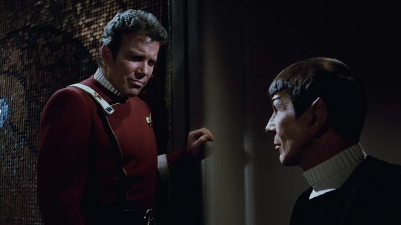 Wrath of Khan Kirk stares at Spock