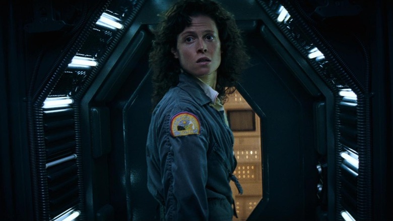 Sigourney Weaver in space ship Alien