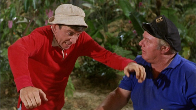 Gilligan is freaking out and the Skipper looks concerned on Gilligan's Island.