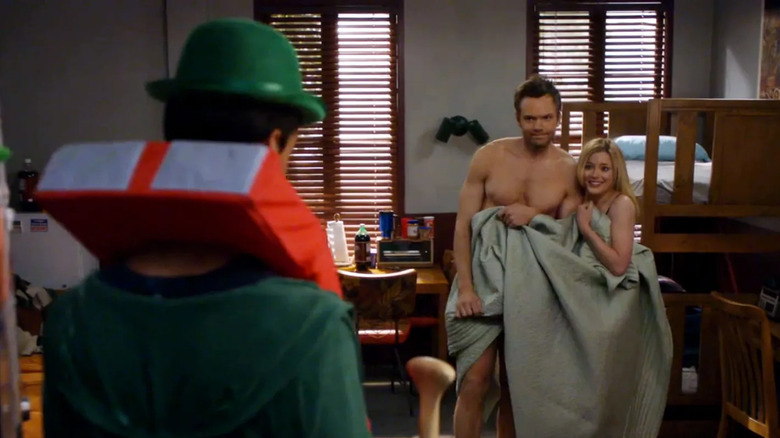 Abed catches Jeff and Britta right after a hookup