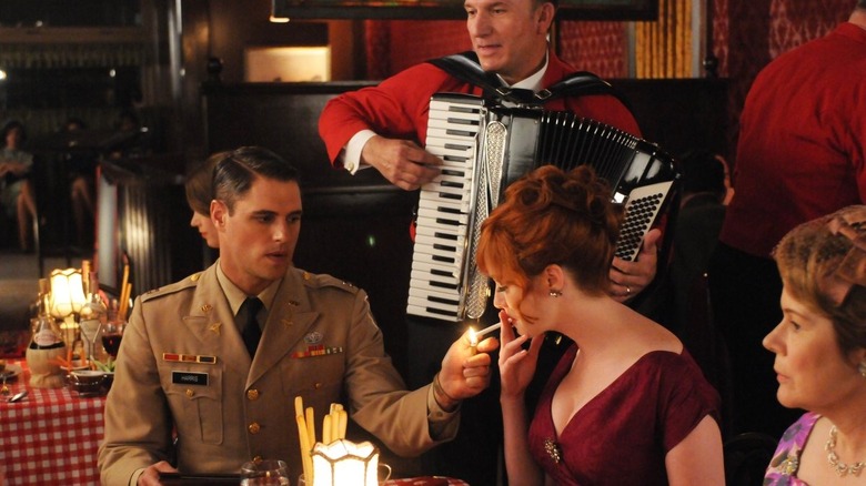 A scene from Mad Men showing the popularity of the accordion