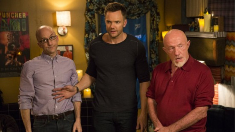 Jim Rash, Joel McHale, and Jonathan Banks in Community