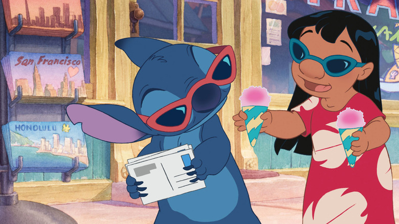 Lilo e Stitch compartilhando gelo picado