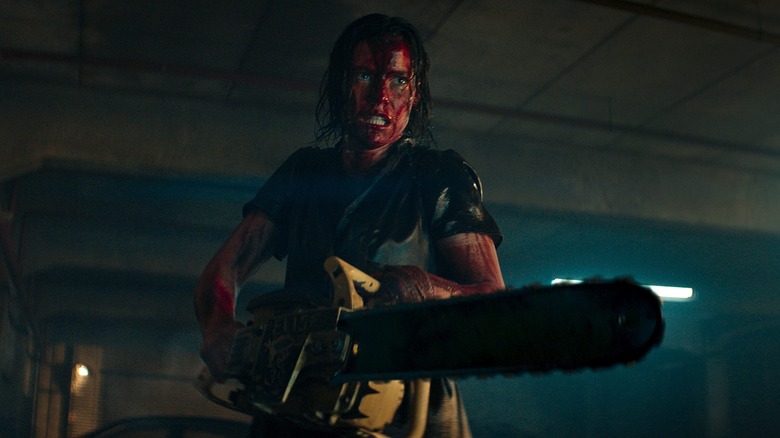 Evil Dead Rise chainsaw scene 