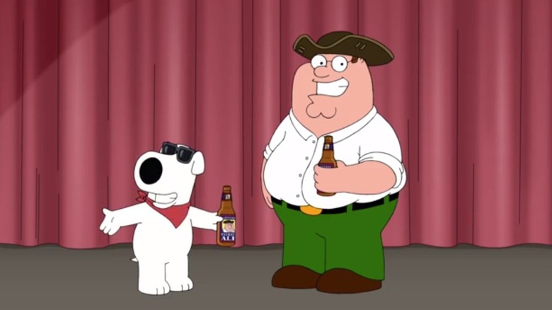 Family Guy Brian e Peter Griffin em comercial de cerveja