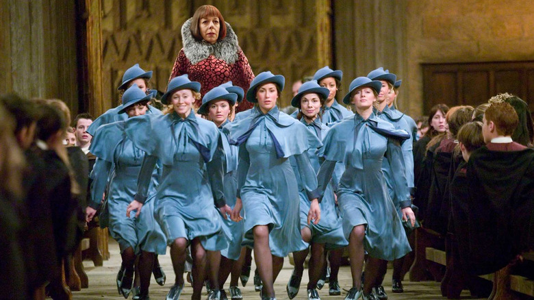 Beauxbatons students entering the Great Hall in Harry Potter and the Goblet of Fire
