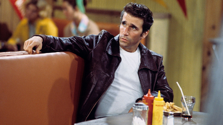 Henry Winkler occupies a booth at Al's as Arthur Fonzie Fonzarelli in Happy Days