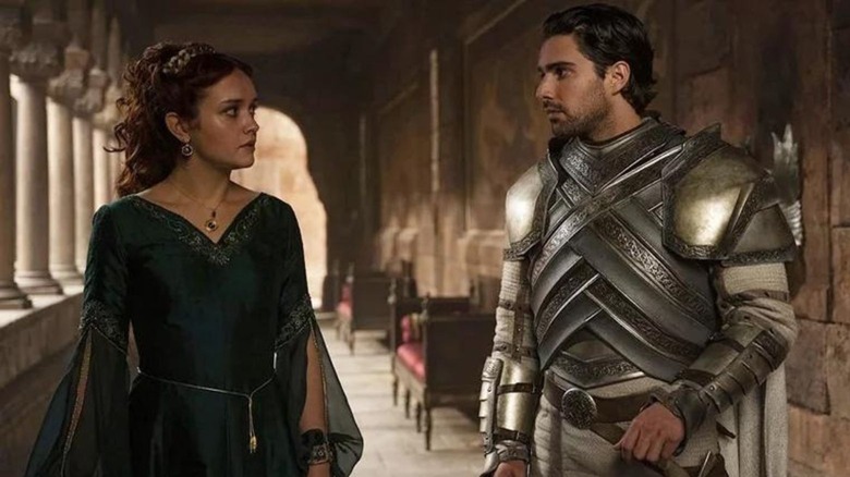 Fabien Frankel and Olivia Cooke as Ser Criston Cole and Alicent Hightower in House of The Dragon