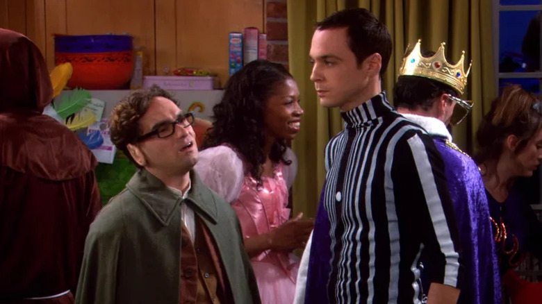 Johnny Galecki's Leonard Hofstadter and Jim Parsons' Sheldon Cooper looking annoyed on The Big Bang Theory