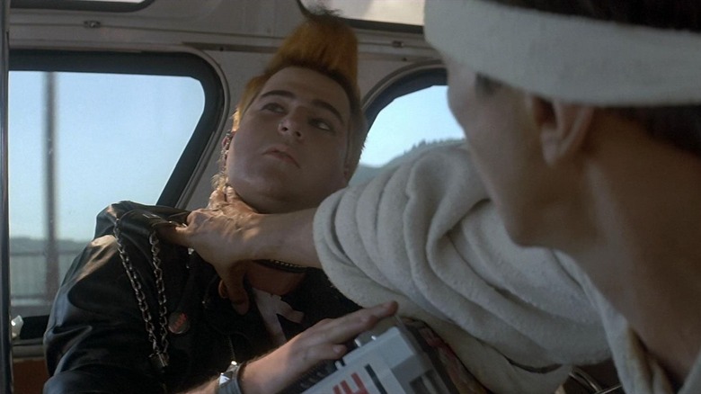 Spock pinching the neck of a bus punker in "Star Trek IV: The Voyage Home."