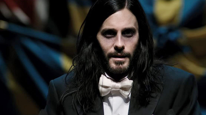 Jared Leto wearing a tuxedo in Morbius