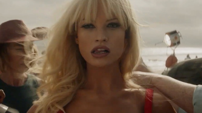 Left: Pam Anderson; Right: Lily James as Pam Anderson - Pam & Tommy