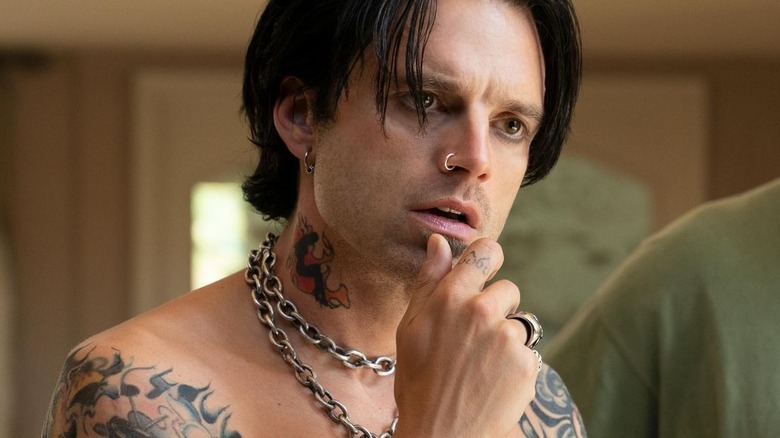 Left: Sebastian Stan as Tommy Lee; Right: Tommy Lee