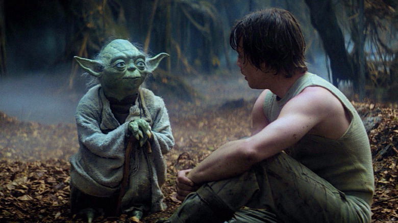 Yoda and Luke in Star Wars: The Empire Strikes Back