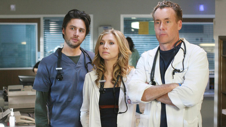 Zach Braff, Sarah Chalke, and John C. McGinley in Scrubs