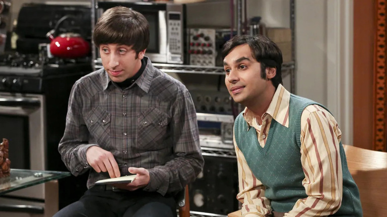 Howard and Raj looking curious on The Big Bang Theory