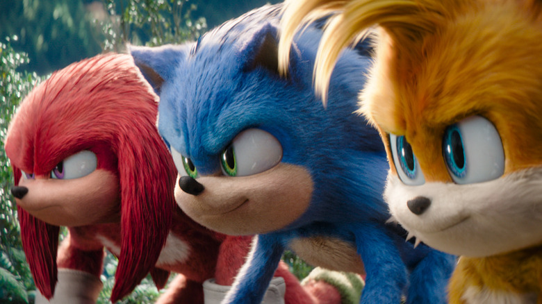 Knuckles, Sonic, and Tails lining up to race in Sonic the Hedgehog 3