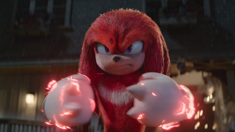 Knuckles with his gloves lighting up in Sonic the Hedgehog 2