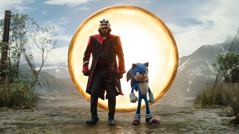 Robotnik and Sonic emerging from a ring portal in Sonic the Hedgehog 3