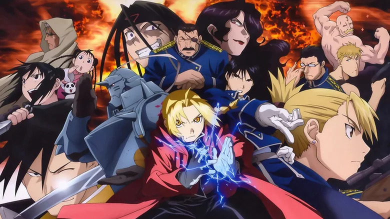 Fullmetal Alchemist: Brotherhood poster Ed Al Mustang Scar Hawkeye Envy Lust Ling Hughes Armstrong May Lan Fan Bradley