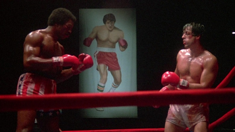 Carl Weathers and Sylvester Stallone in Rocky