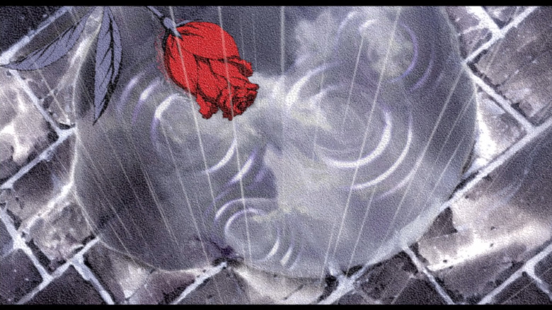 cowboy bebop red rose in puddle