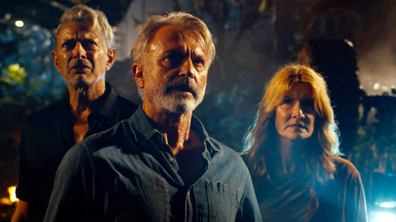 Jeff Goldblum, Sam Neill, and Laura Dern in Jurassic World Dominion