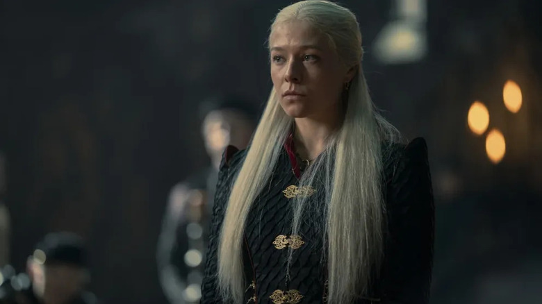 Rhaenyra Targaryen (Emma D'Arcy) stands expectantly on House of the Dragon