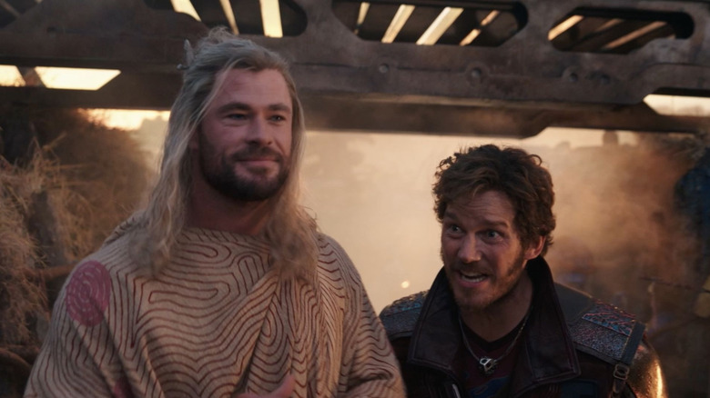 Star-Lord looking exasperated at Thor in Thor: Love and Thunder