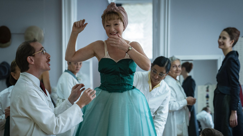 Bertrand Poncet and Lesley Manville in Mrs. Harris Goes to Paris