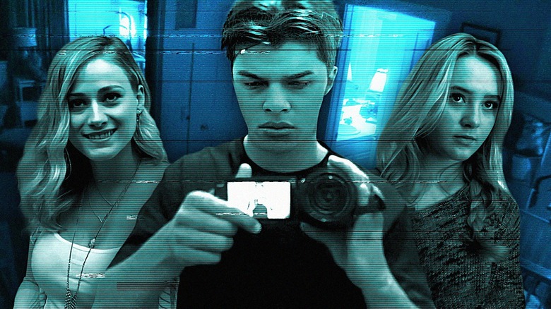 A composite image of characters from the Paranormal Activity franchise