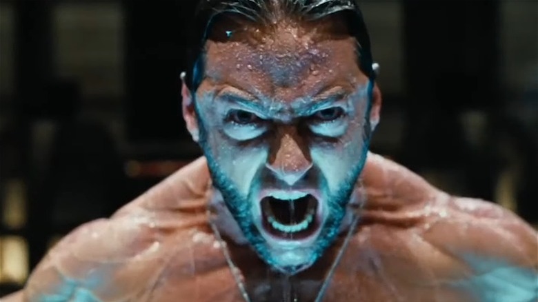 Hugh Jackman muscular Wolverine yelling