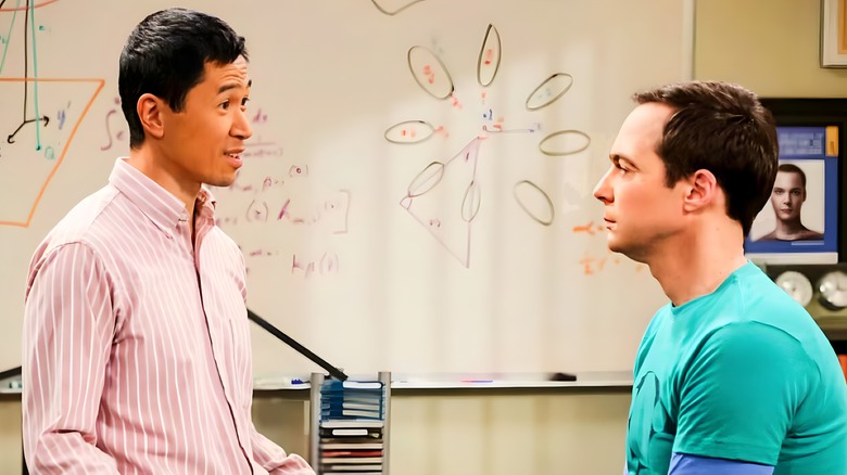 Adult Tam and Sheldon discussing Big Bang theory