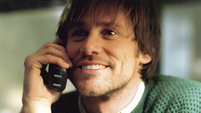 Jim Carrey takes a phone call as Joel Barish in Eternal Sunshine of the Spotless Mind