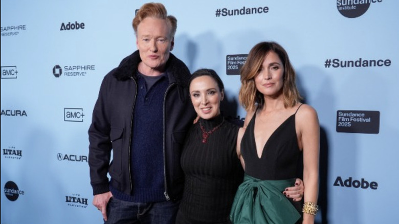 Conan O'Brien, Mary Bronstein, and Rose Byrne on the red carpet for If I Had Legs I'd Kick You