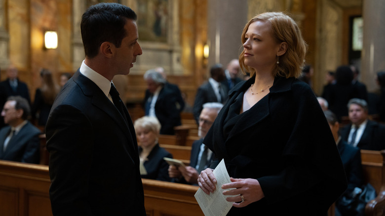 Jeremy Strong and Sarah Snook as Kendall and Shiv Roy in Succession season 4 episode 9