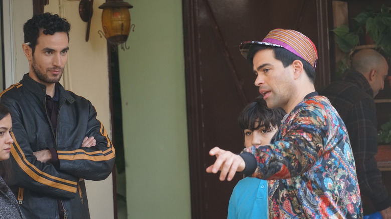 Basil Khalil directing Adam Bakri in A Gaza Weekend