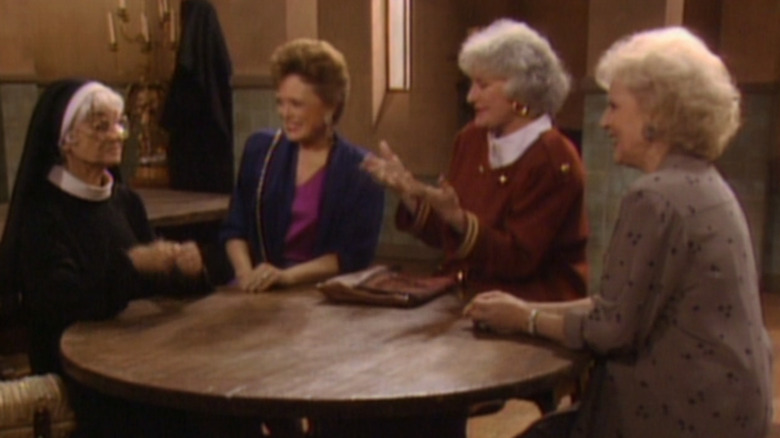 Estelle Getty, Rue McClanahan, Bea Arthur, and Betty White on The Golden Girls